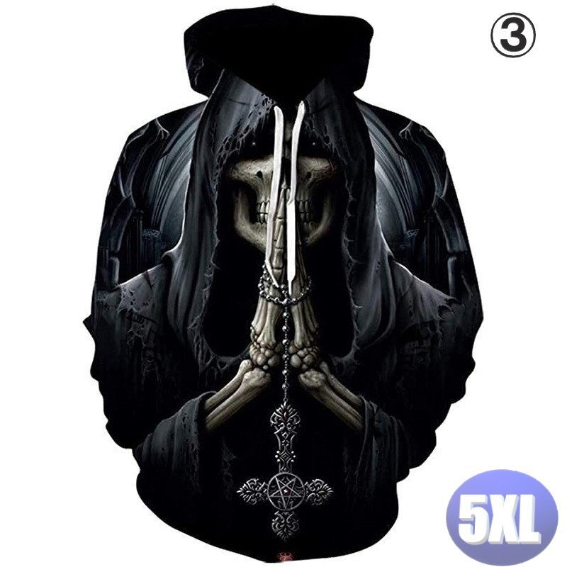 フード付き ドクロパーカー カラー3 5XL トレーナー アウター 防寒 n716拍卖