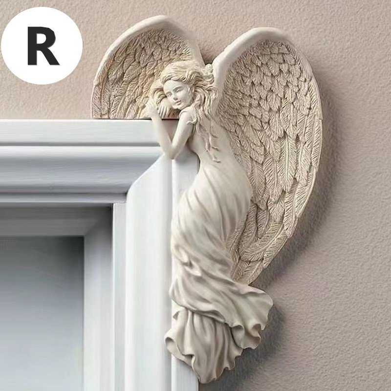 ドアでくつろぐ 天使 右 オーナメント 雑貨 置物 樹脂 園芸 ガーデン オブジェ ファンタジー エンジェル n911拍卖