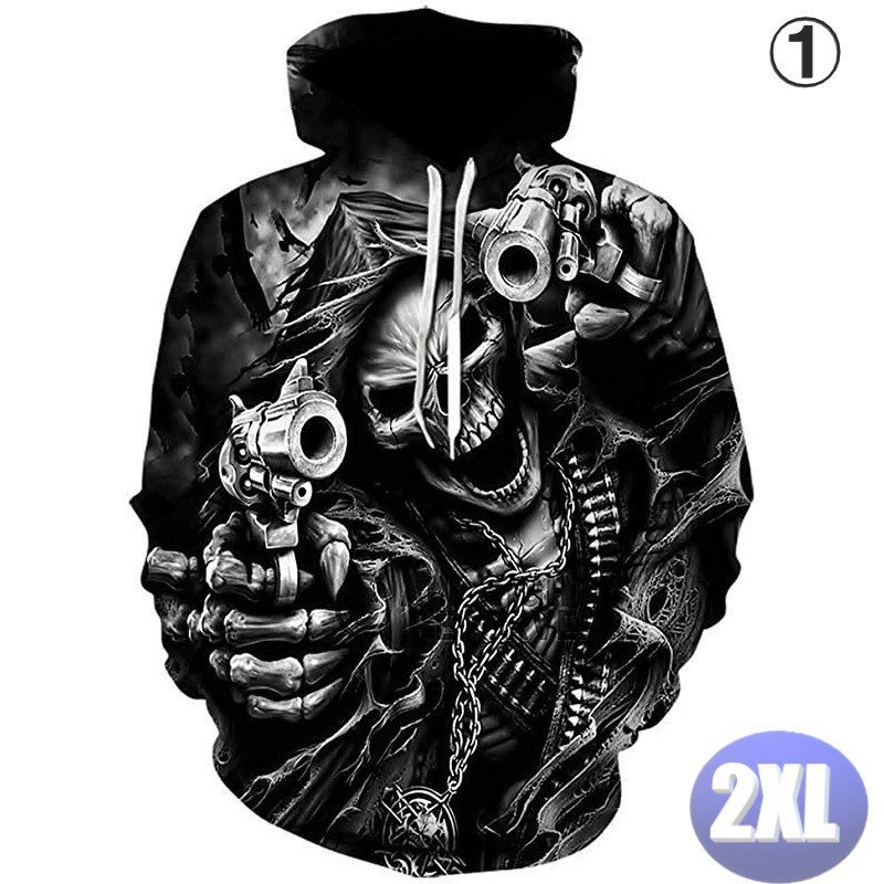 フード付き ドクロパーカー カラー1 2XL トレーナー アウター 防寒 n716拍卖