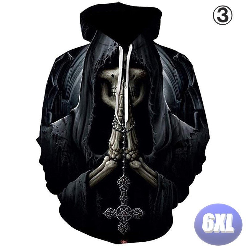 フード付き ドクロパーカー カラー3 6XL トレーナー アウター 防寒 n716拍卖