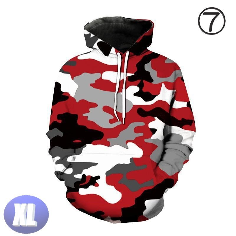 フード付き 迷彩パーカー カモフラ レッド XL トレーナー アウター 防寒 n720拍卖