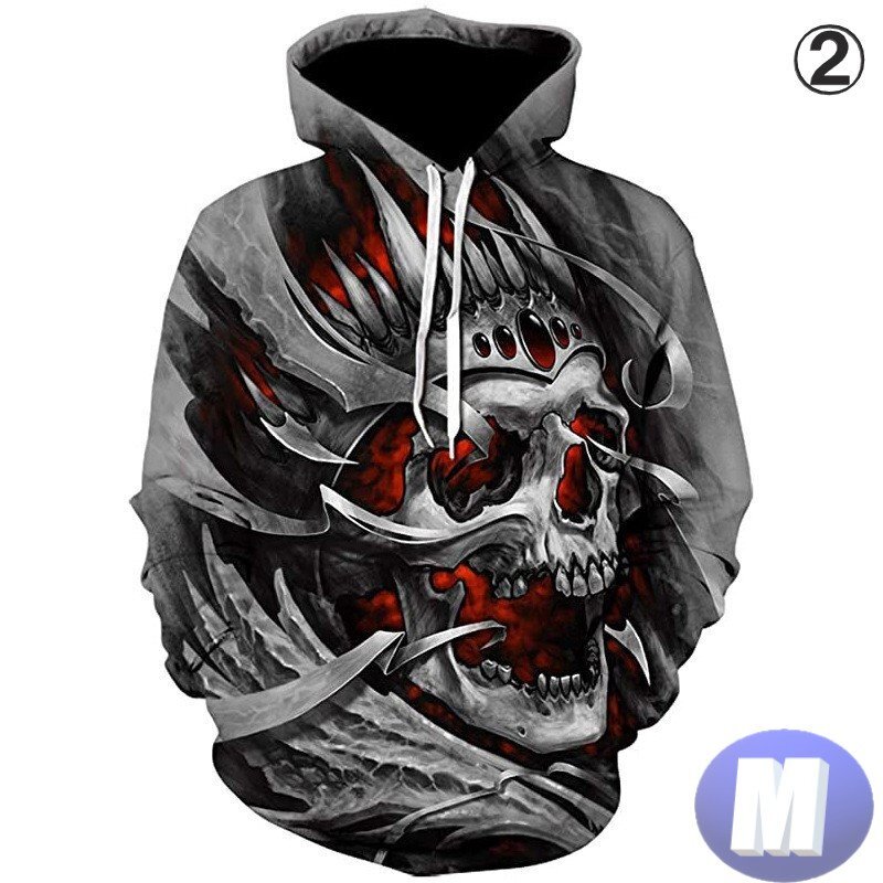 フード付き ドクロパーカー カラー2 M トレーナー アウター 防寒 n712拍卖