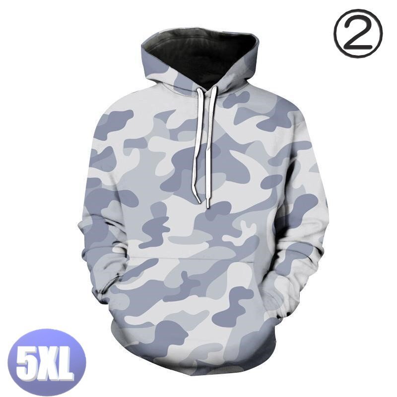 フード付き 迷彩パーカー カモフラ ホワイト 5XL トレーナー アウター 防寒 n720拍卖
