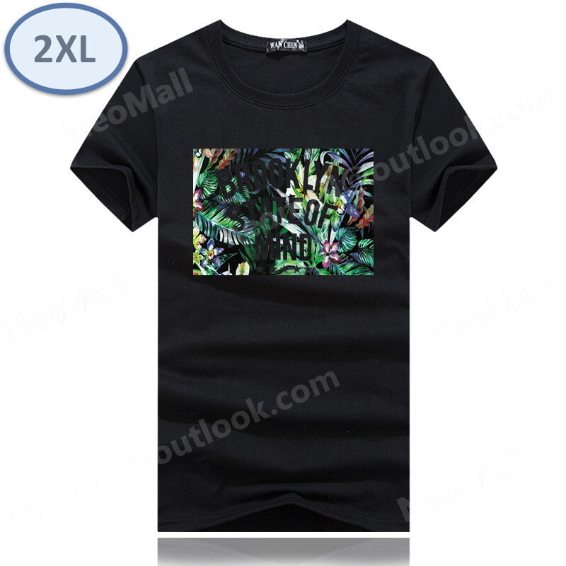 夏にピッタリ ☆ 丸首 半袖 Tシャツ【074】 ブラック 2XLサイズ トップス シャツ シンプル イラスト プリント 春夏拍卖