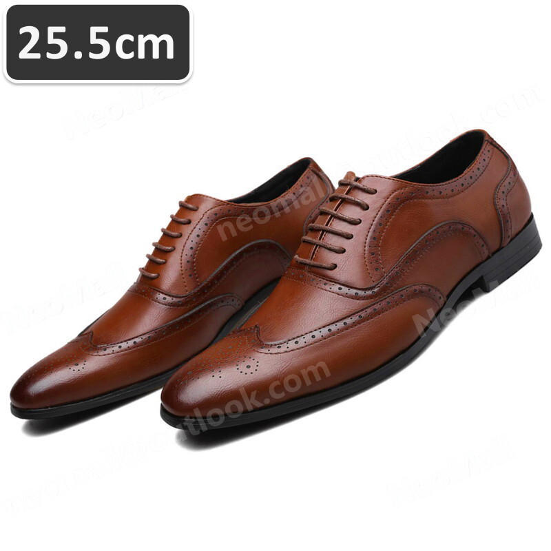 お洒落な メンズ ビジネス レザー シューズ ダークブラウン サイズ 25.5cm 革靴 靴 カジュアル 屈曲性 通勤 軽量 インポート品【n016】拍卖