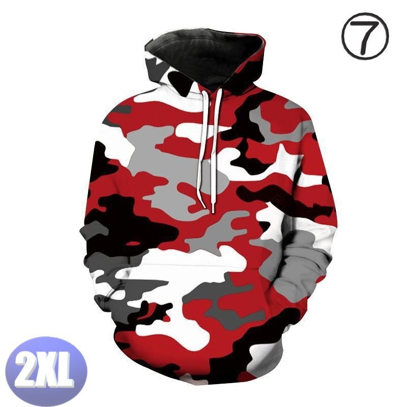 フード付き 迷彩パーカー カモフラ レッド 2XL トレーナー アウター 防寒 n720拍卖