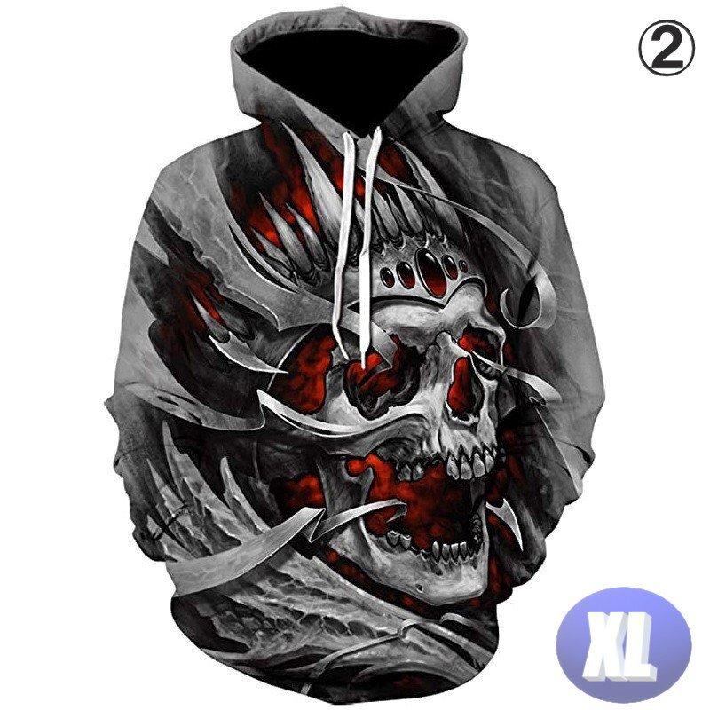 フード付き ドクロパーカー カラー2 XL トレーナー アウター 防寒 n716拍卖