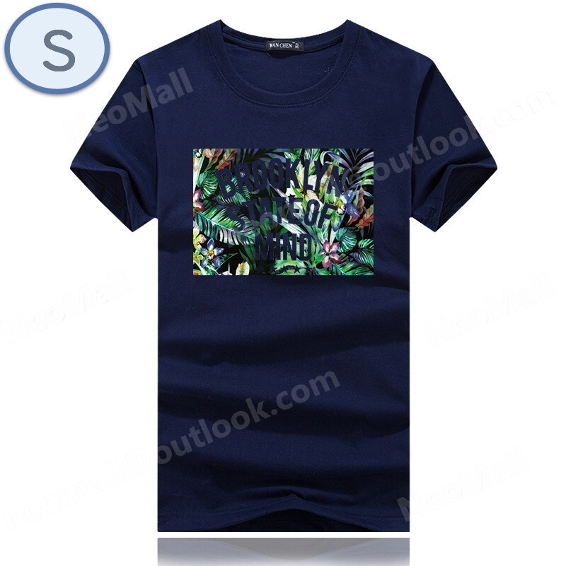 夏にピッタリ ☆ 丸首 半袖 Tシャツ【074】 ネイビー Sサイズ トップス シャツ シンプル イラスト プリント 春夏拍卖