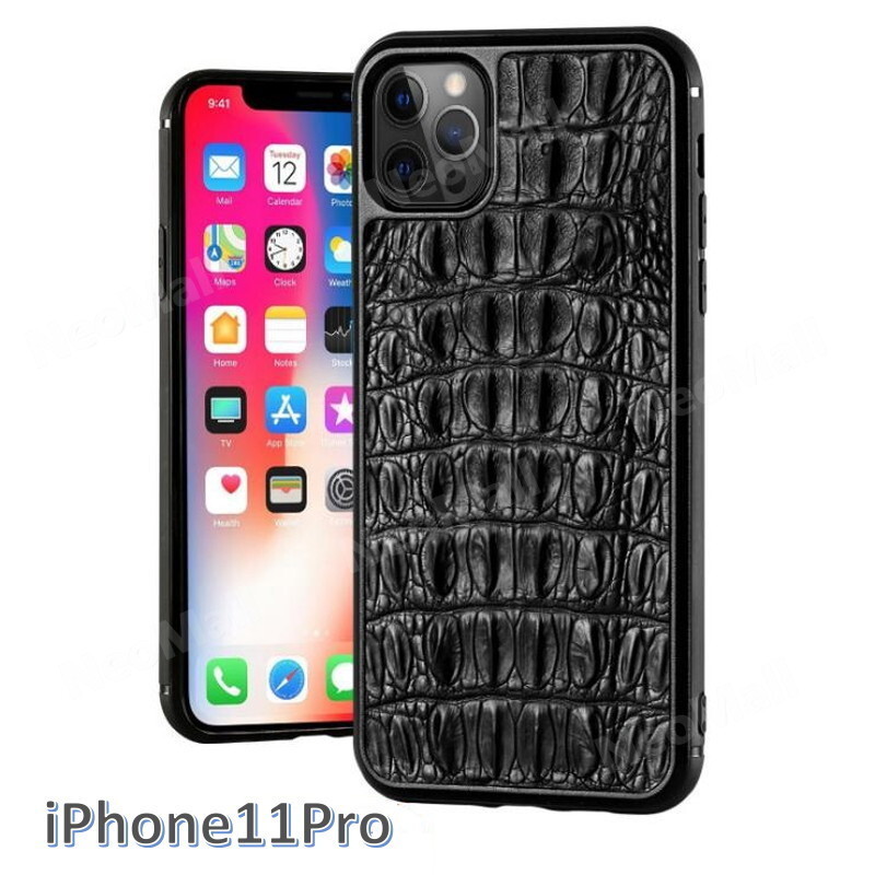 ワニ本革 ☆ アイホン クロコダイル スマホケース ブラウン 鰐革 アイホンケース 携帯ケース ケース カバー iPhone 11Pro専用【111】拍卖