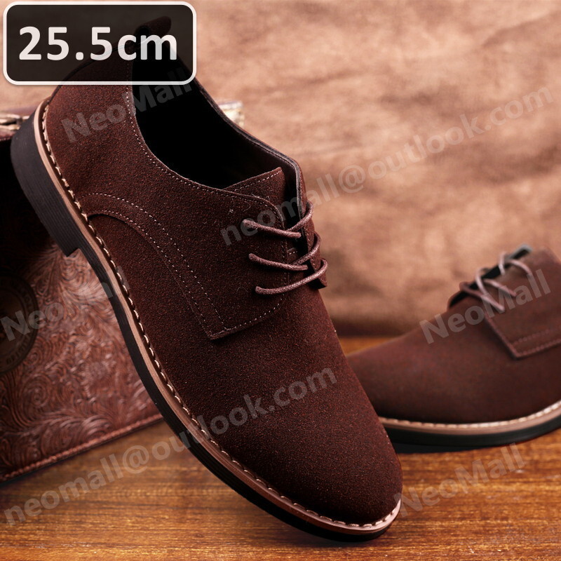 スウェード メンズ ビジネス レザー シューズ ブラウン サイズ 25.5cm 革靴 靴 カジュアル 屈曲性 通勤 軽量 インポート品【n017】拍卖