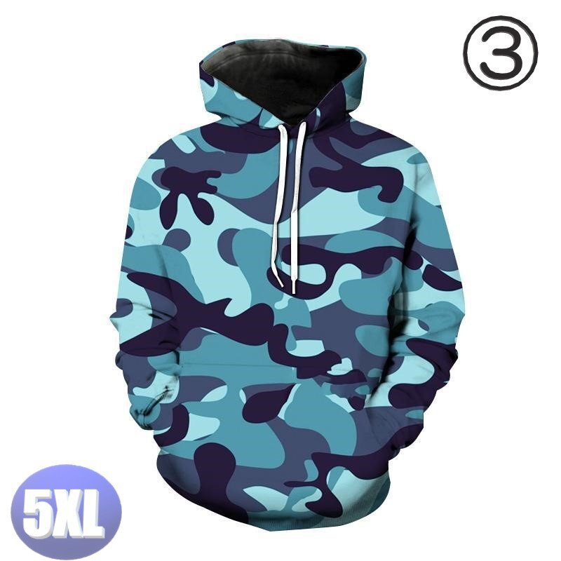 フード付き 迷彩パーカー カモフラ ライトブルー 5XL トレーナー アウター 防寒 n720拍卖