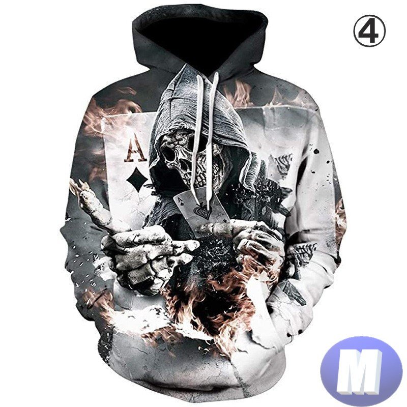 フード付き ドクロパーカー カラー4 M トレーナー アウター 防寒 n712拍卖