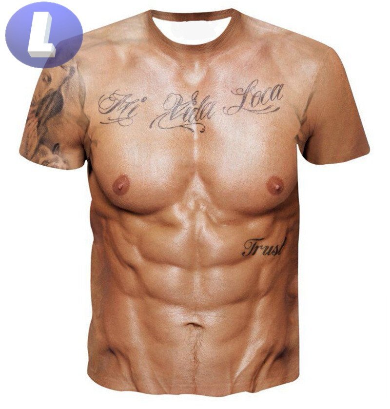 プリントTシャツ マッチョ 筋肉 L Tシャツ イミテーション 面白 グッズ 2547拍卖