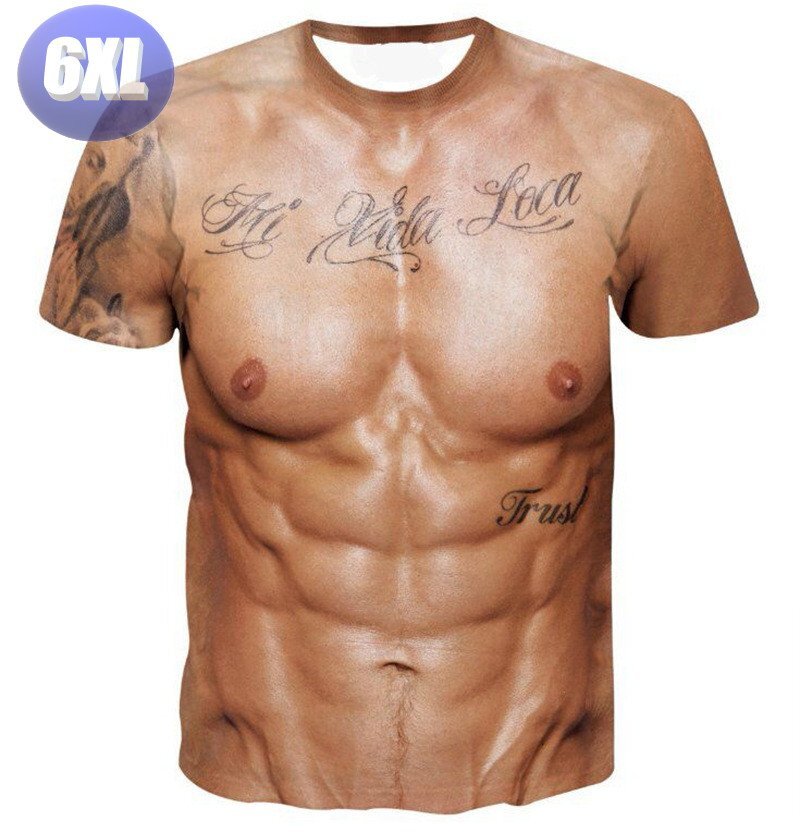 プリントTシャツ マッチョ 筋肉 6XL Tシャツ イミテーション 面白 グッズ 2547拍卖