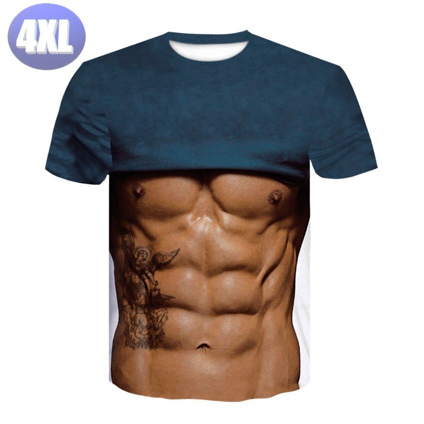 プリントTシャツ マッチョ 筋肉 4XL Tシャツ イミテーション 面白 グッズ 2544拍卖