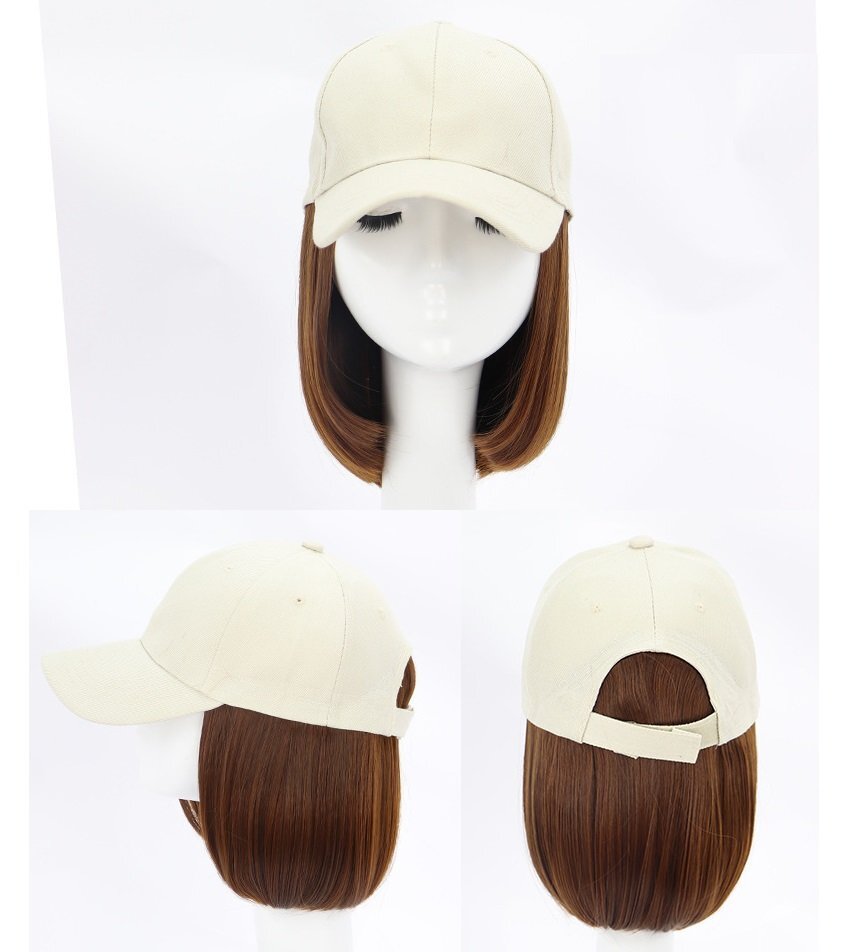 ウィッグ付きキャップ カラーA キャップ白 髪色チェンジ かぶるだけ キャップ ボブ キャップ付きウィッグ n465拍卖