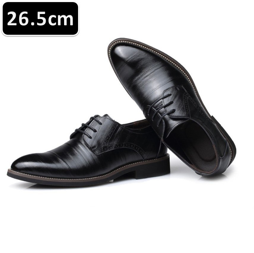 メンズ ビジネス レザー シューズ ブラック サイズ 26.5cm 革靴 靴 カジュアル 屈曲性 通勤 軽量 柔らかい 新品 【208】拍卖