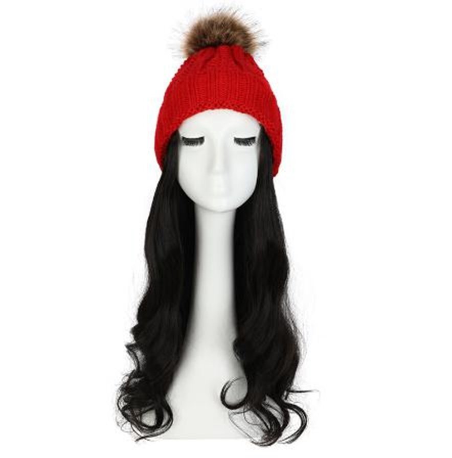 ウィッグ付きニット帽 ニット帽/レッド ウィッグカラー/B ロングヘアー イメチェン 髪色チェンジ コスプレ拍卖