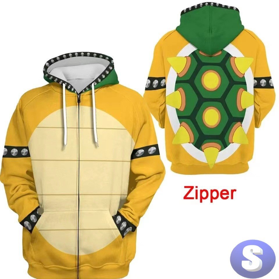 フード付き ゲームキャラパーカー ジップアップ M トレーナー アウター 防寒 黄色 亀 n711拍卖