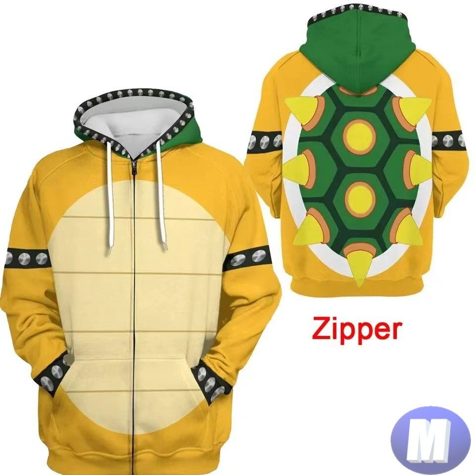 フード付き ゲームキャラパーカー ジップアップ M トレーナー アウター 防寒 黄色 亀 n711拍卖