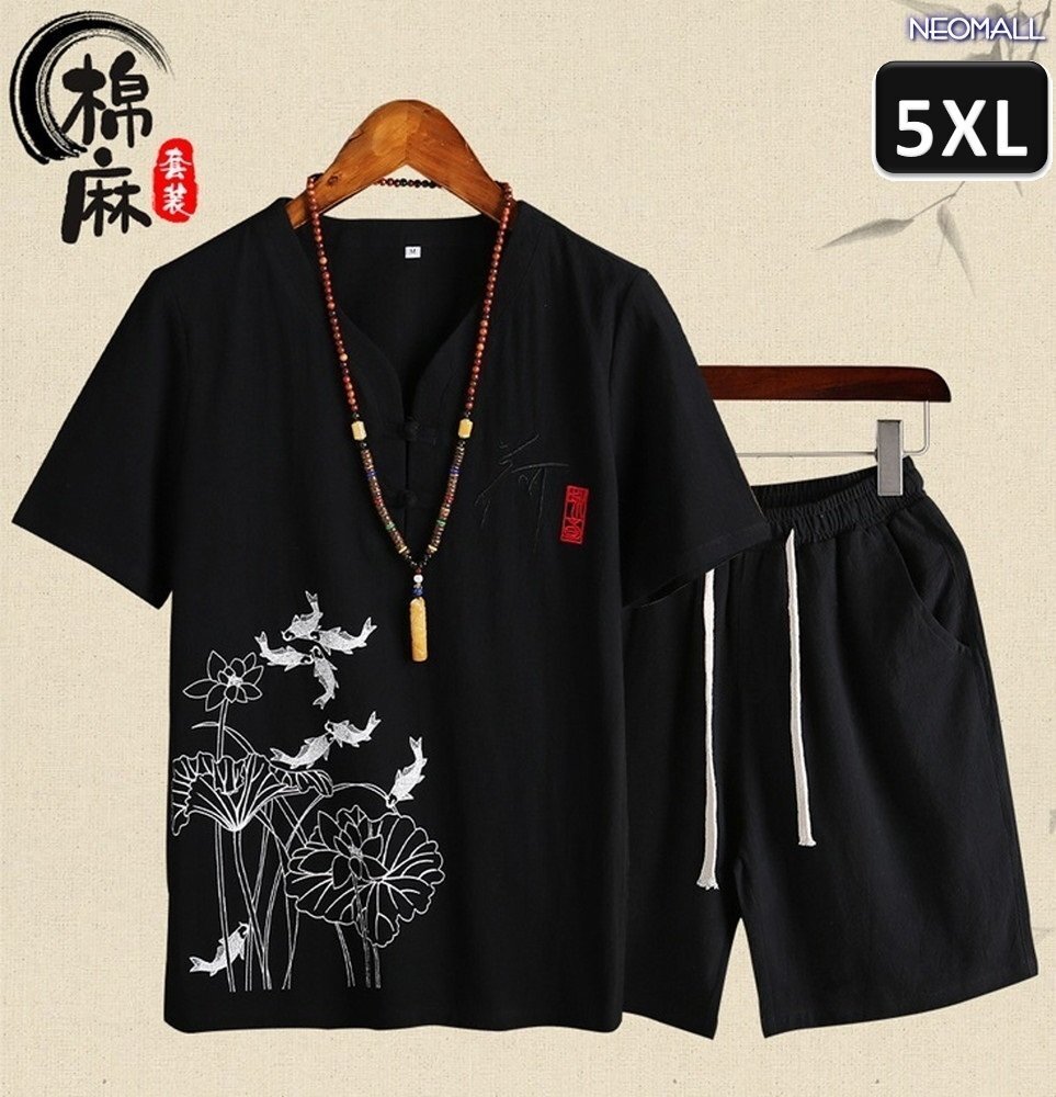 夏にピッタリ 【408】ルームウェア セットアップ ブラック 5XLサイズ 半袖 パンツ メンズ 部屋着 メンズ オフ 清涼拍卖