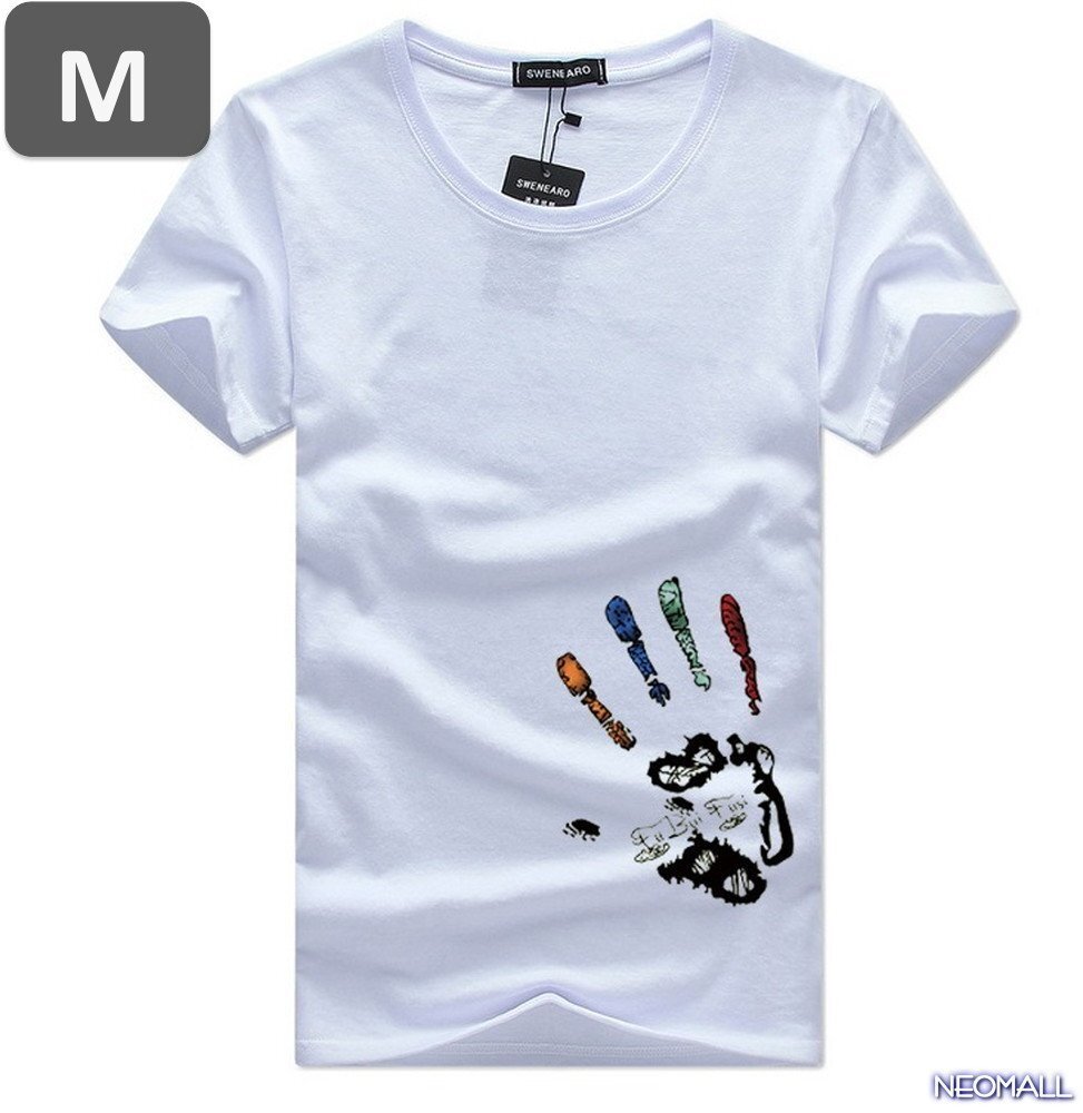 夏の定番 ☆ 丸首 半袖 Tシャツ【457】 ホワイト Mサイズ トップス シャツ シンプル イラスト デザイン 春夏拍卖