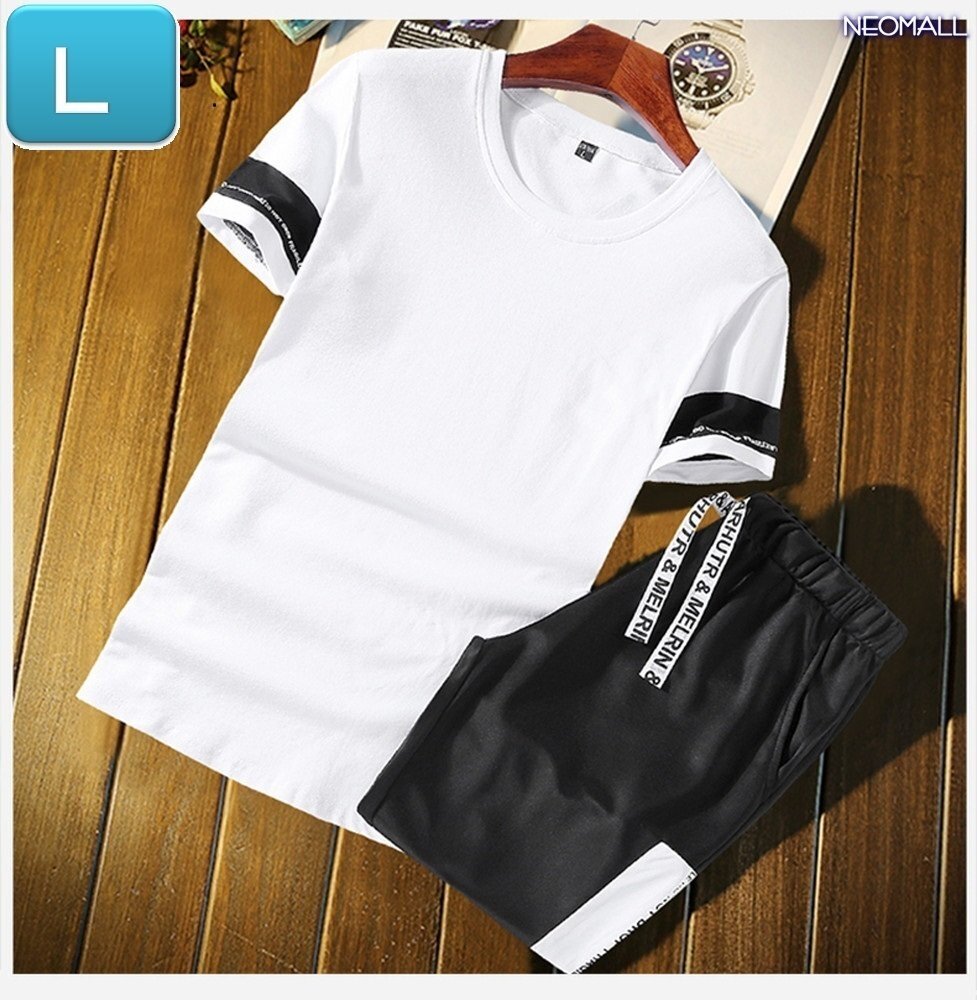 【398】ルームウェア セットアップ ホワイト Lサイズ 半袖 パンツ メンズ 部屋着 メンズ オフ拍卖