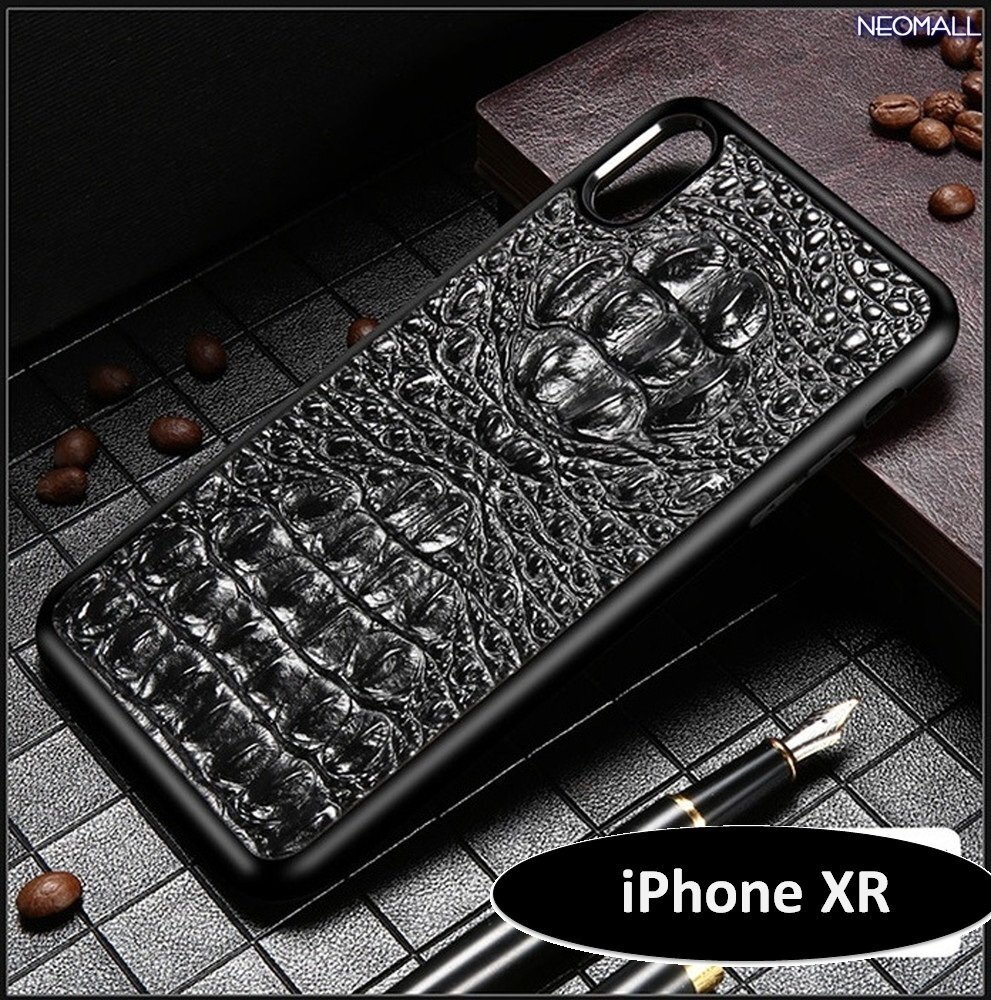 人気商品 ☆ アイホン クロコダイル 型押し レザー スマホケース ブラック アイホンケース 携帯カバー ケース カバー iPhone XR【414】拍卖