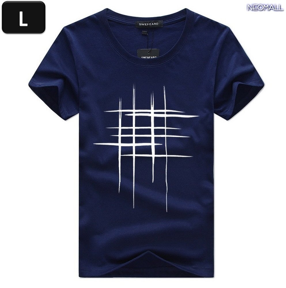 夏にピッタリ ☆ 丸首 半袖 Tシャツ【348】 ネイビー Lサイズ トップス シャツ シンプル イラスト デザイン 春夏拍卖