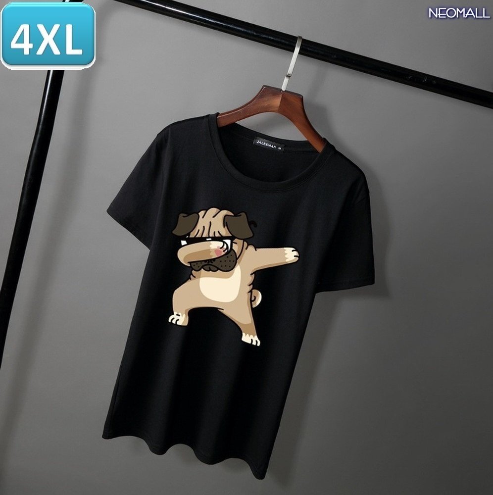 夏にピッタリ ☆ 丸首 半袖 Tシャツ【346】 ブラック 4XLサイズ トップス シャツ シンプル イラスト 犬 ドッグ 春夏拍卖
