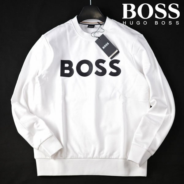 新品1円~★定価3.6万 BOSS ボス メンズ 最高級ライン コットン綿 クルーネックスウェット S トレーナー ヒューゴボス 白 ◆A3502◆拍卖