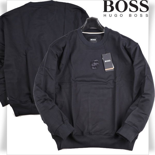 新品1円~★定価4.1万 BOSS ボス メンズ 最高級ライン コットン綿 クルーネックスウェット M トレーナー ヒューゴボス 黒 本物◆A3596◆拍卖