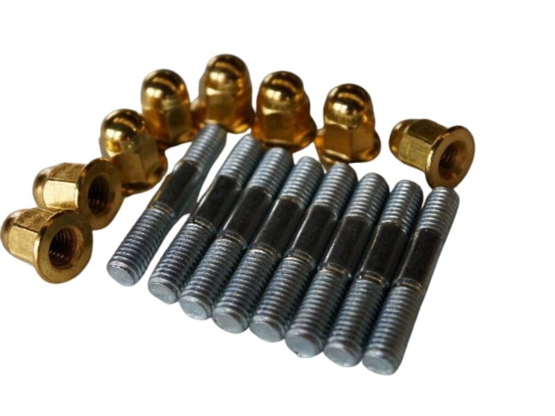 スタッドボルト 長+マフラーナット 金メッキM8P1.25-12HEX 送料込 2G-1823 拍卖