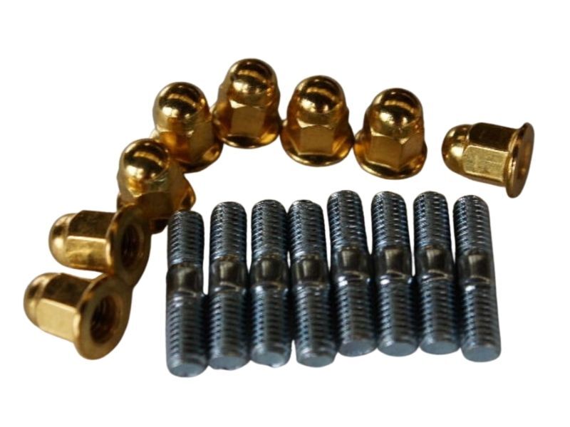 スタッドボルト 短+マフラーナット 金メッキM8P1.25-12HEX 送料込 2G-1824 拍卖