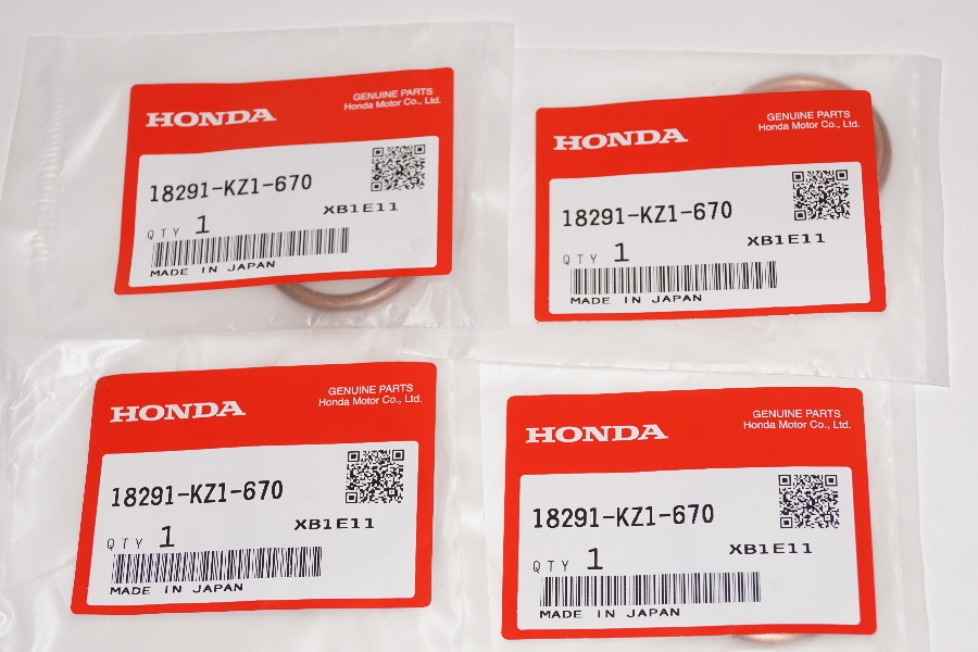 ホンダ純正部品 18291-KZ1-670 マフラーガスケット 4個セット Muffler gasket Genuine parts 送料込 4X-5019 CB50S APE XR50モタード XR10拍卖