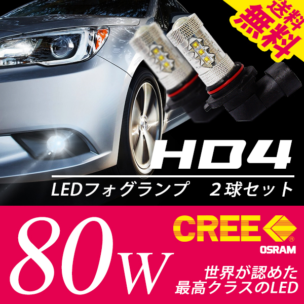 HB4 CREE80W LED球 LEDバルブ フォグランプ 白 ホワイト 後付け ポン付け 国内 点灯確認 検査後出荷 ネコポス* 送料無料拍卖