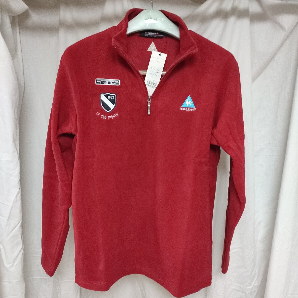 ハーフジップ フリースジャケットle cop sportif XLサイズ red 赤拍卖