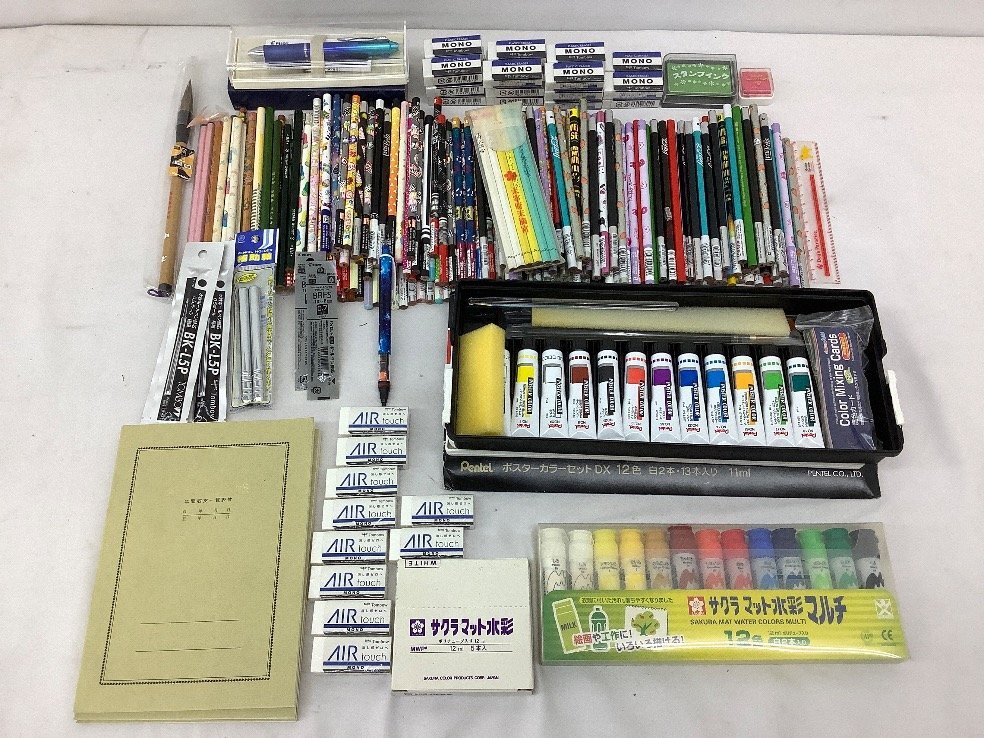 サクラ/トンボ他 文房具まとめ/鉛筆/MONO消しゴム/絵の具/ボールペン芯/金銭出納帳 汚れ等有 ACB 未使用品拍卖