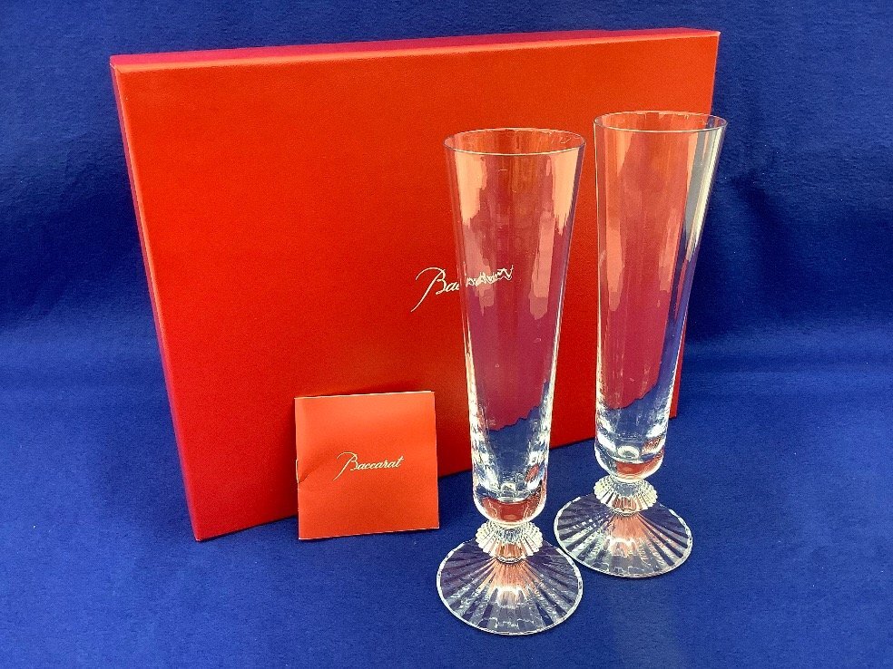 Baccarat/バカラ シャンパングラス/ミルニュイ/箱付 2客セット 汚れ等有/ACB 中古品拍卖