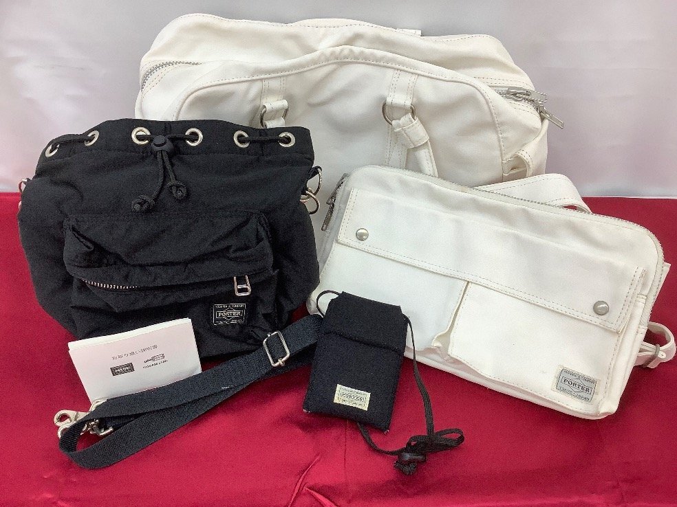 PORTER バッグまとめ/ボストンバッグ/ボディバッグ/ブラック/ホワイト シミやヨゴレ有/ACB 中古品拍卖