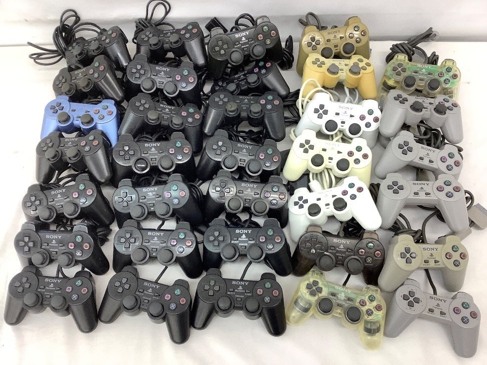 SONY PSコントローラーまとめ/Dualshock2 SCPH-10010他 34個 現状/スティック劣化有 ACB ジャンク品拍卖