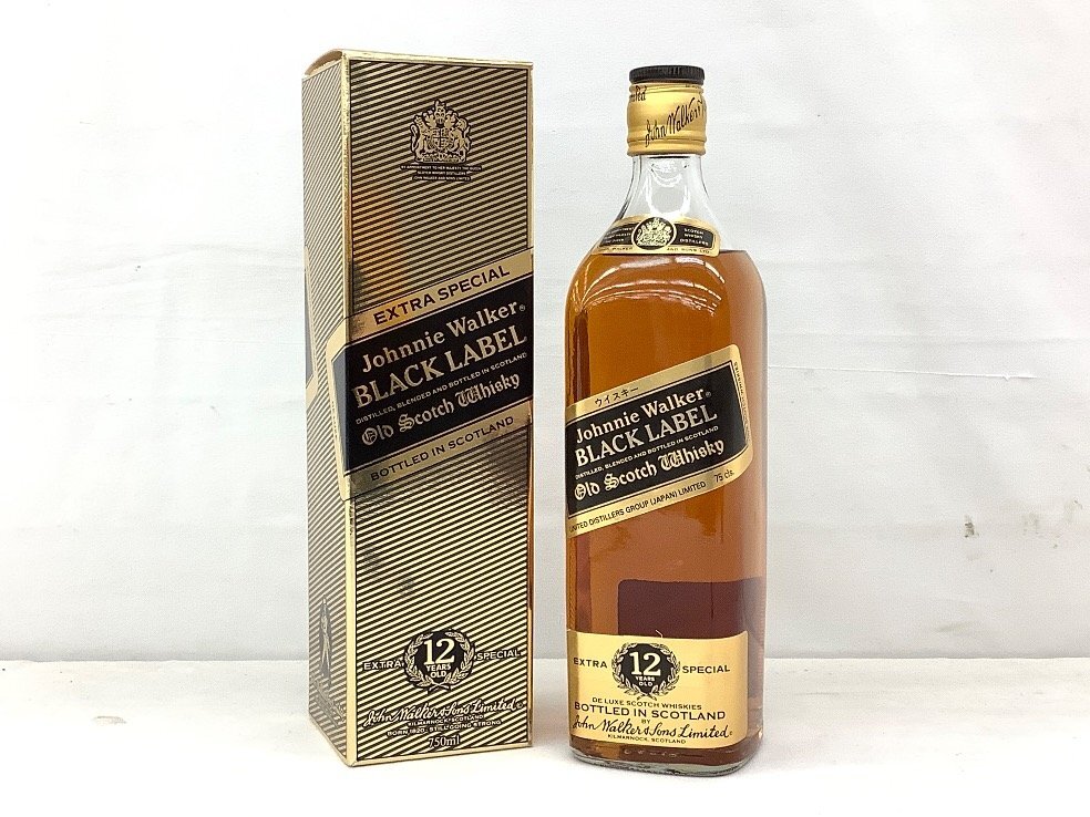 ジョニーウォーカー ブラックラベル/12年/黒金キャップ/スコッチウイスキー/箱付 750ml43%/ACB 未使用品拍卖