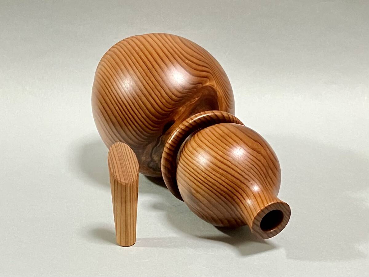 ★伝統工芸品 銘木 屋久杉 瓢箪/ひょうたん 置物/徳利/花入 H20cm-H23.5cm:杢目・酒器・縁起・開運・インテリア・ディスプレイ拍卖