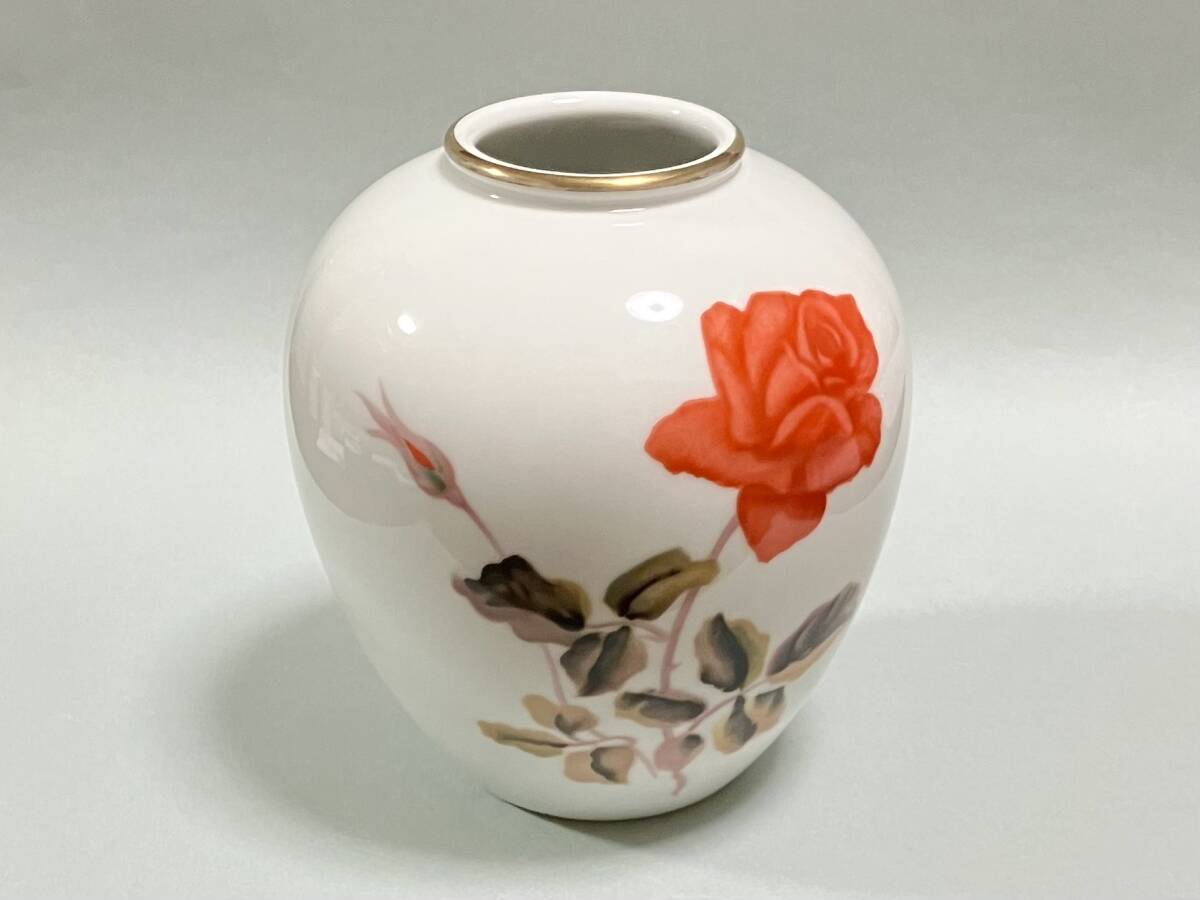 ★稀少!昭和レトロ 1950-1960 's(推定)Noritake/ノリタケ 赤薔薇 花瓶/小壺/ベース 美品 H15.4cm:インテリア・ディスプレイ・バラ拍卖
