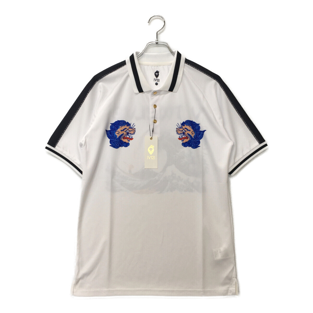 coco 【SALE】未使用品 ヴィ・トゥエルヴ V12 メンズ 半袖ポロシャツ M 白 ホワイト 浮世絵デザイン ネコポス発送可 87497拍卖