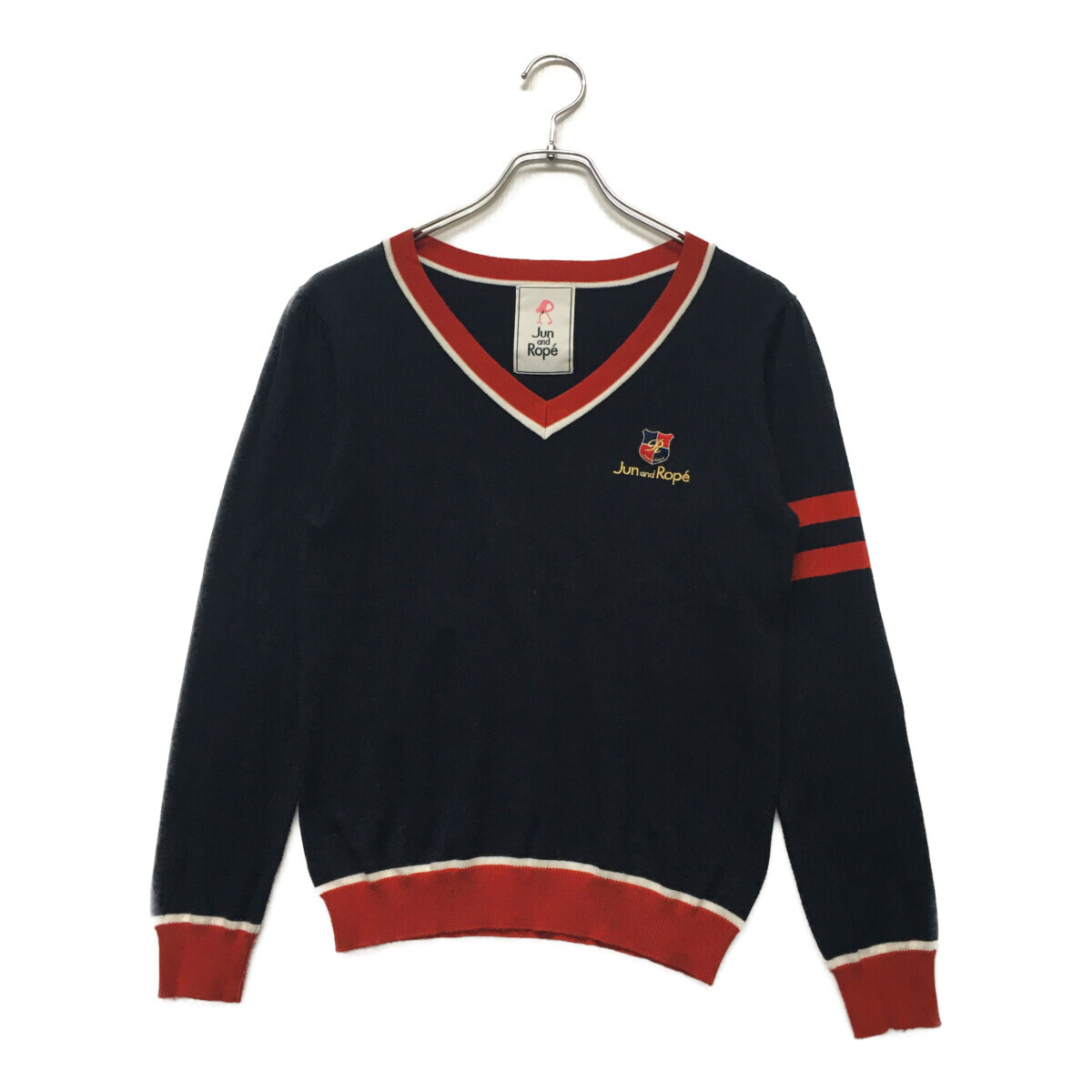 coco 中古【SALE】ジュン&ロペ JUN&ROPE レディース ニット M 紺 ネイビー Vネック 春秋 レターパックプラス発送可 101188拍卖