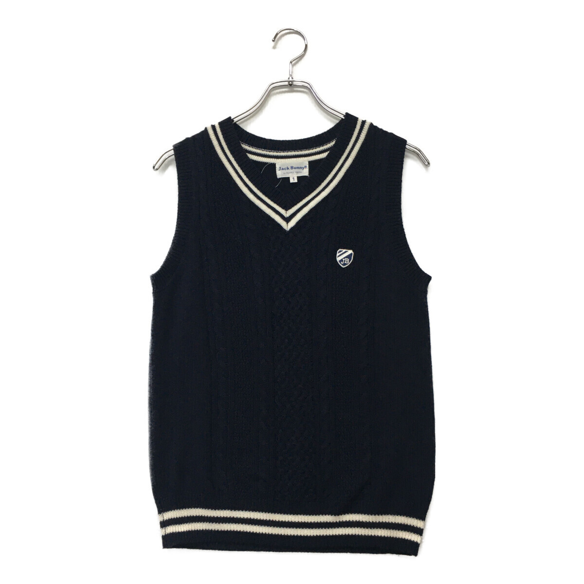 coco 中古【SALE】ジャックバニー Jack Bunny!! レディース ベスト 1(M) 紺 ケーブル編 Vネック レターパックプラス発送可 K1634拍卖