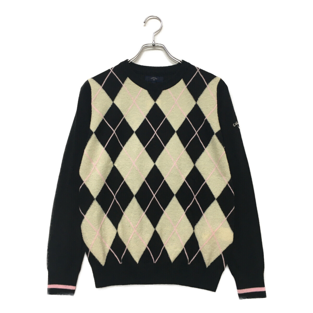 coco 中古【SALE】キャロウェイ Callaway レディース ニット L 黒 ブラック アーガイル クルーネック レターパックプラス発送可 101915拍卖