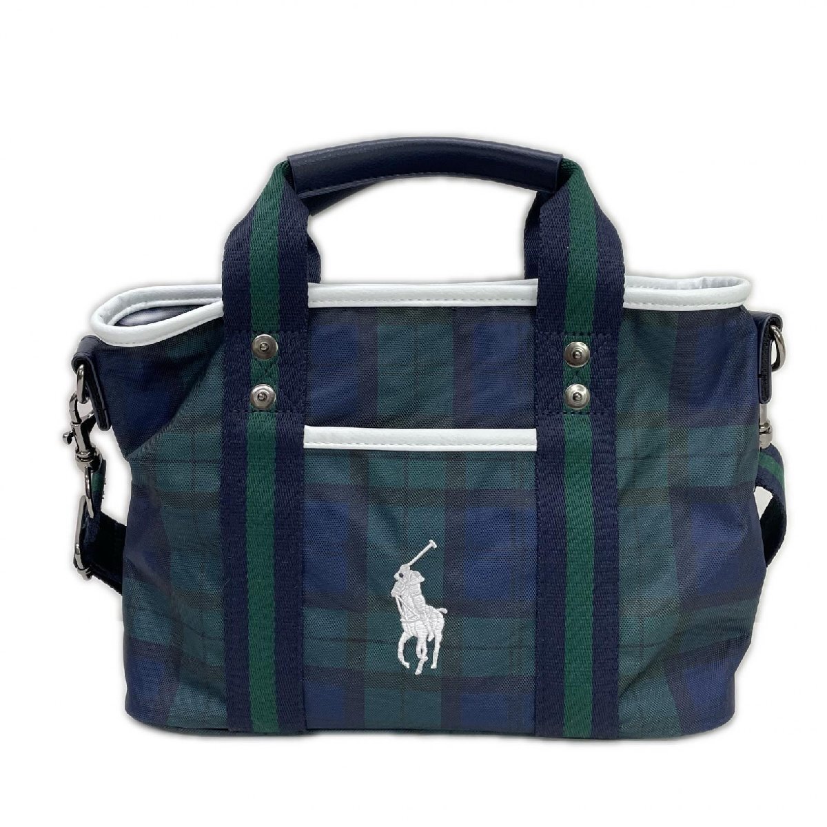 coco 中古 ポロゴルフ POLO GOLF カートバッグ 緑 ブラックウォッチ チェック柄 ショルダーベルト レターパックプラス発送可 K024413拍卖