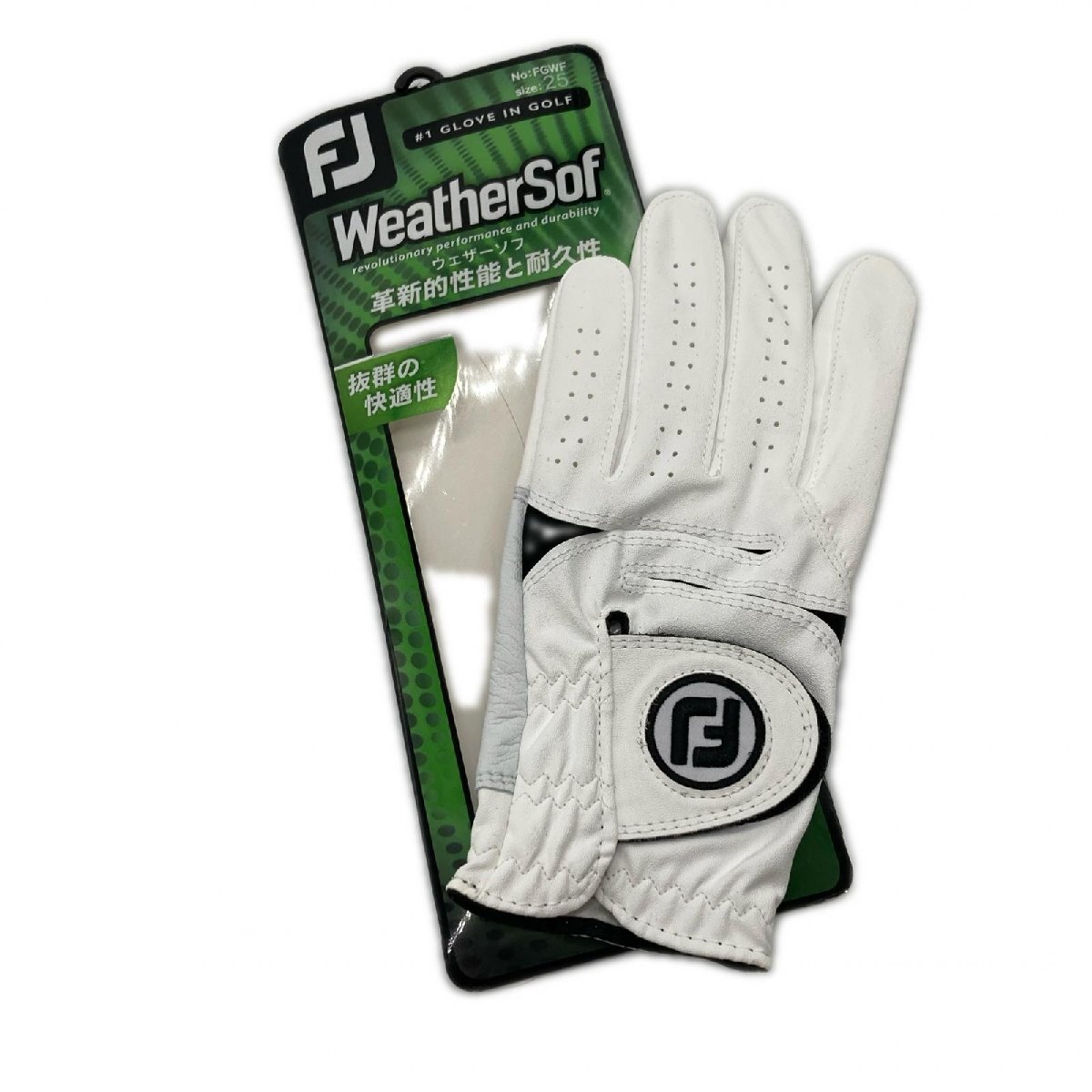 coco 未使用品 フットジョイ FootJoy グローブ 25cm ホワイト 白 ウェザーソフ ネコポス発送可 K022978拍卖